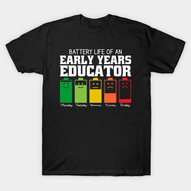 Battery Life Of An Early Years Educator T-Shirt by Stay Weird